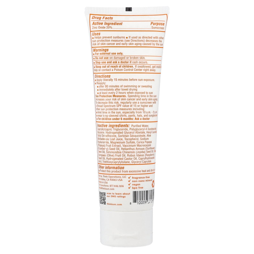 think, Thinkbaby®, солнцезащитное средство с 20% цинка, SPF 30, без отдушек, 89 мл (3 жидк. унции)