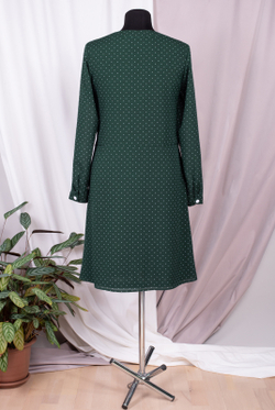 Повседневное платье 1347Аб, зел/бел.горох #84ЗБГ051347Аб