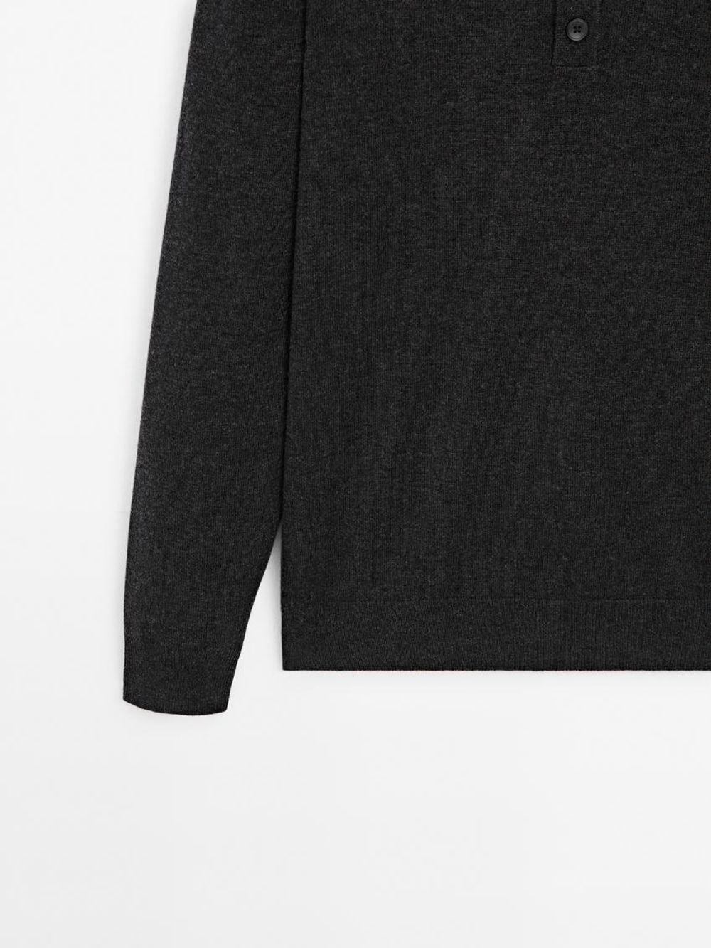 Massimo Dutti Поло из смесовой шерсти, серый