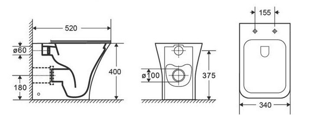 Унитаз приставной CeramaLux 215D