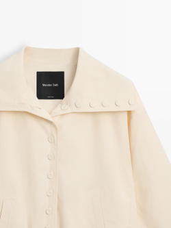Massimo Dutti Куртка из хлопка с пуговицами, натуральный/кремовый