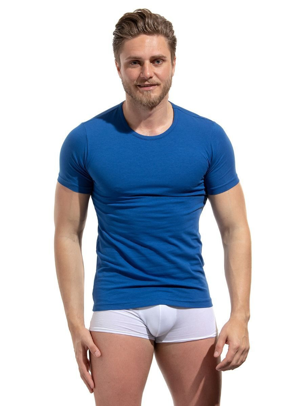 Мужская хлопковая футболка (Размер: L) (Цвет: грязно-синий)