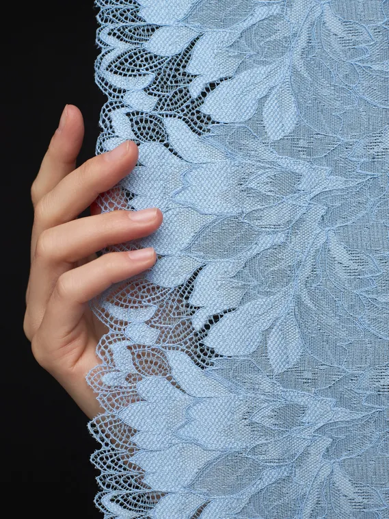 03-77 ОПТ Кружево эластичное 24 см, голубой 3090