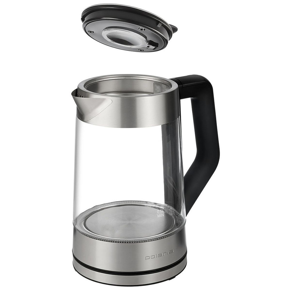Чайник электрический Polaris, PWK 1702CGL, чер, 1.7 л, 1850 Вт, ск нагр элем, стекло