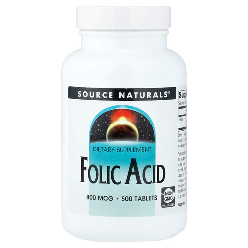 Source Naturals, Фолиевая кислота, 800 мкг, 500 таблеток