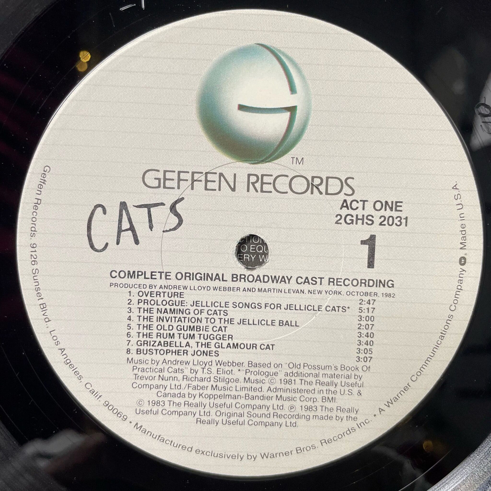 Винтажная виниловая пластинка LP Мюзикл Кошки Andrew Lloyd Webber Cats Complete Original Broadway Cast Recording (USA 1983)