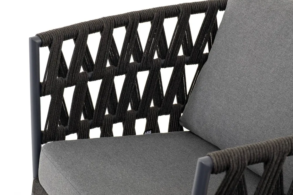 "Диего" лаунж-зона 4-местная плетеная из роупа (веревки), каркас алюминиевый темно-серый, роуп темно-серый