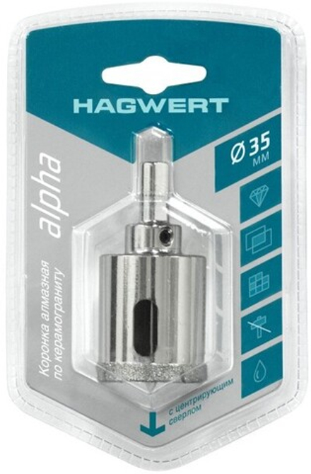 Коронка алмазная по керамограниту Hagwert/Rennbohr 35мм в сборе