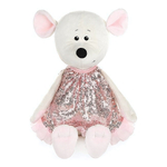 Мышка Мила в розовом платье, 21 см.