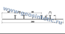 Гидрошпонка АКВАСТОП ХОМ-280-4/20 (ТЭП/ТПО) Гидроизоляционная шпонка для технологических швов опалубочная для ТЭП/ТПО мембран ТУ 5772-001-58093526-11, м.п.
