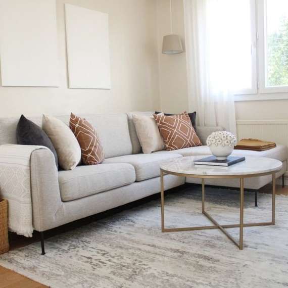 Журнальный столик Sheffield Ø80 см, белый мрамор