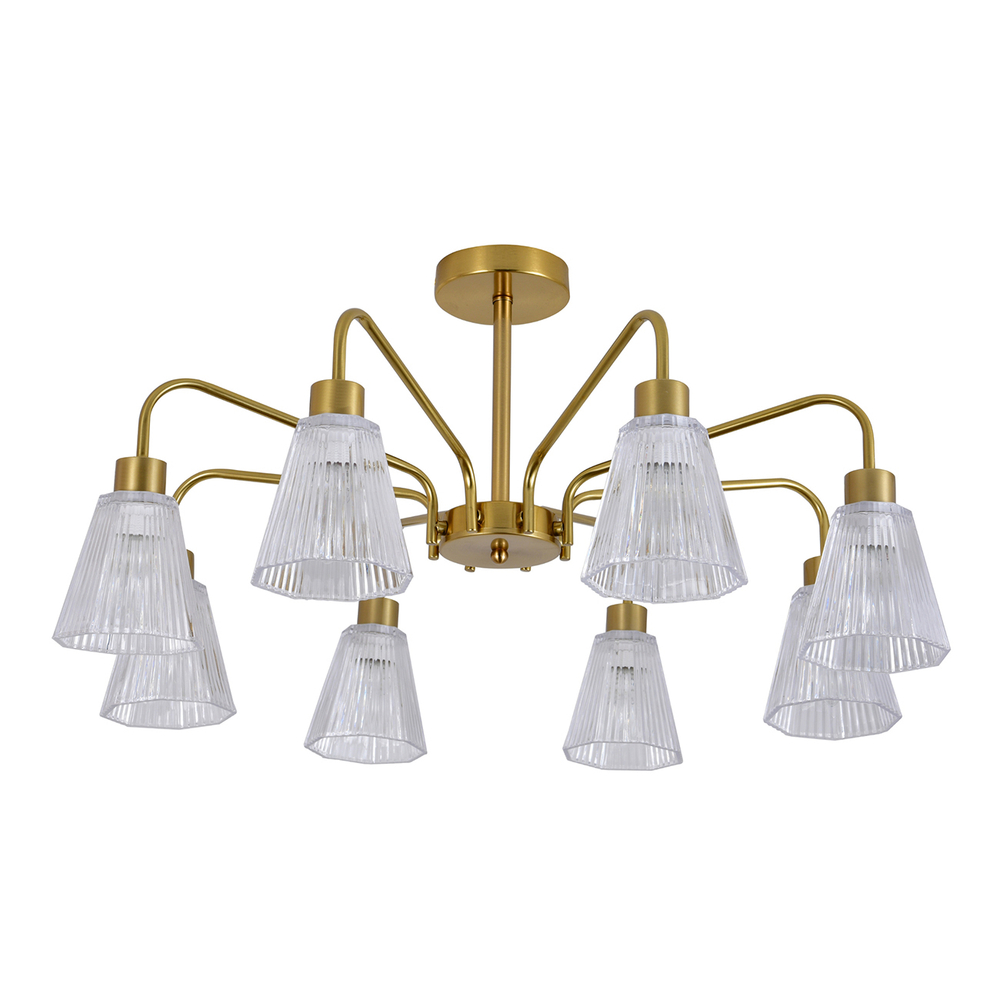 Люстра на штанге 8х40Вт Е14, металл/стекло, медь/прозрачный граненый