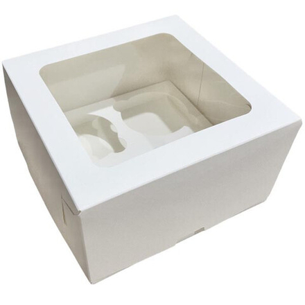 Коробка для 4 капкейков с квадратным окном 16*16*10 см