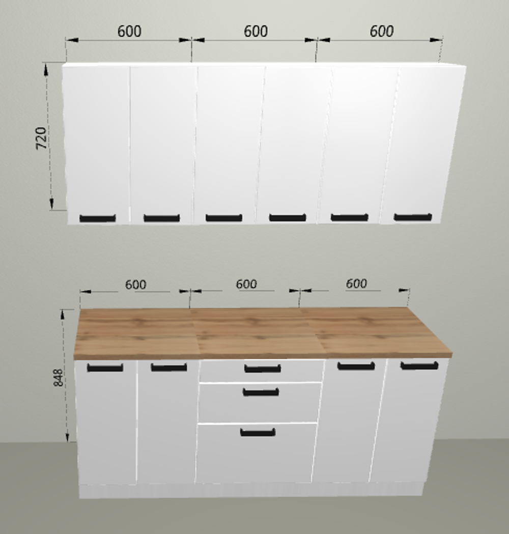 Модульная кухня "Аляска" 1800 Белый лед