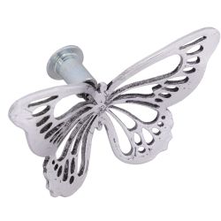 Ручка мебельная Бабочки 90 Античное серебро