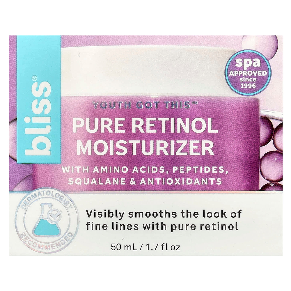 Bliss, Youth Got This ™, увлажняющее средство с чистым ретинолом, 50 мл (1,7 жидк. Унции)