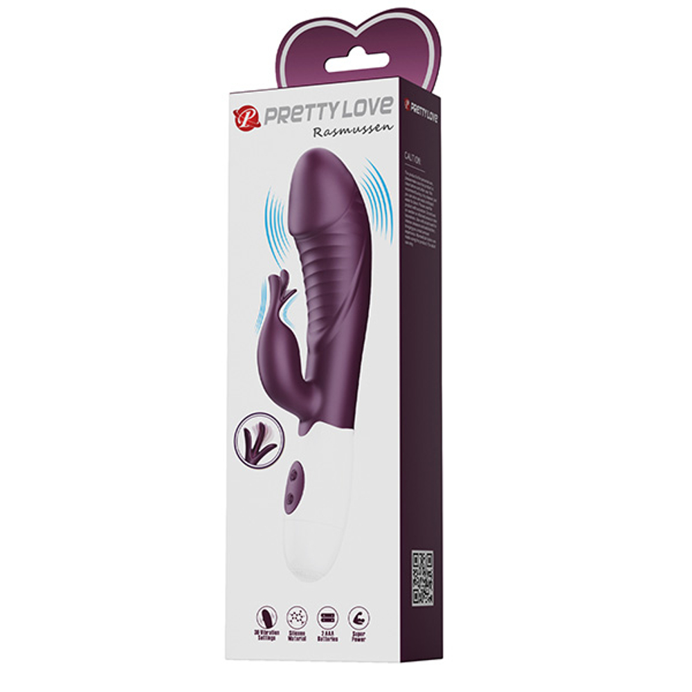 Фиолетовый вибратор-кролик 19,8см со стимулятором клитора Pretty Love Rasmussen Bunny Vibrator BW-500072-A2