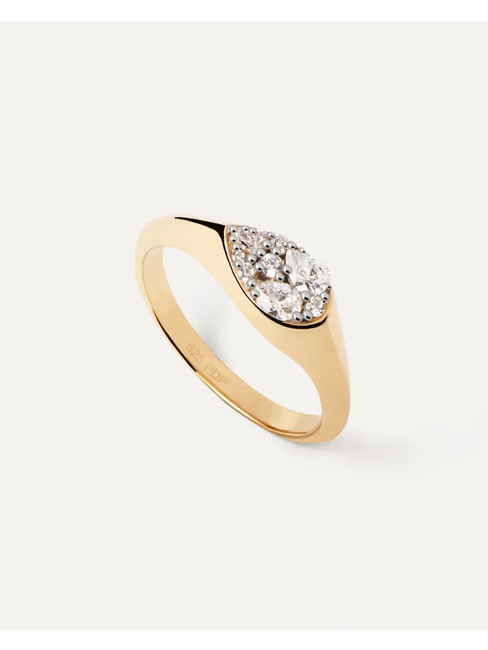 Кольцо женское PDPaola Vanilla серебро 925 пробы покрытое золотом 750 пробы AN01-A51