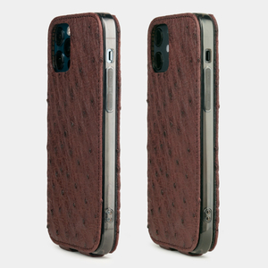 Чехол для iPhone 12/12Pro из кожи страуса бодового цвета