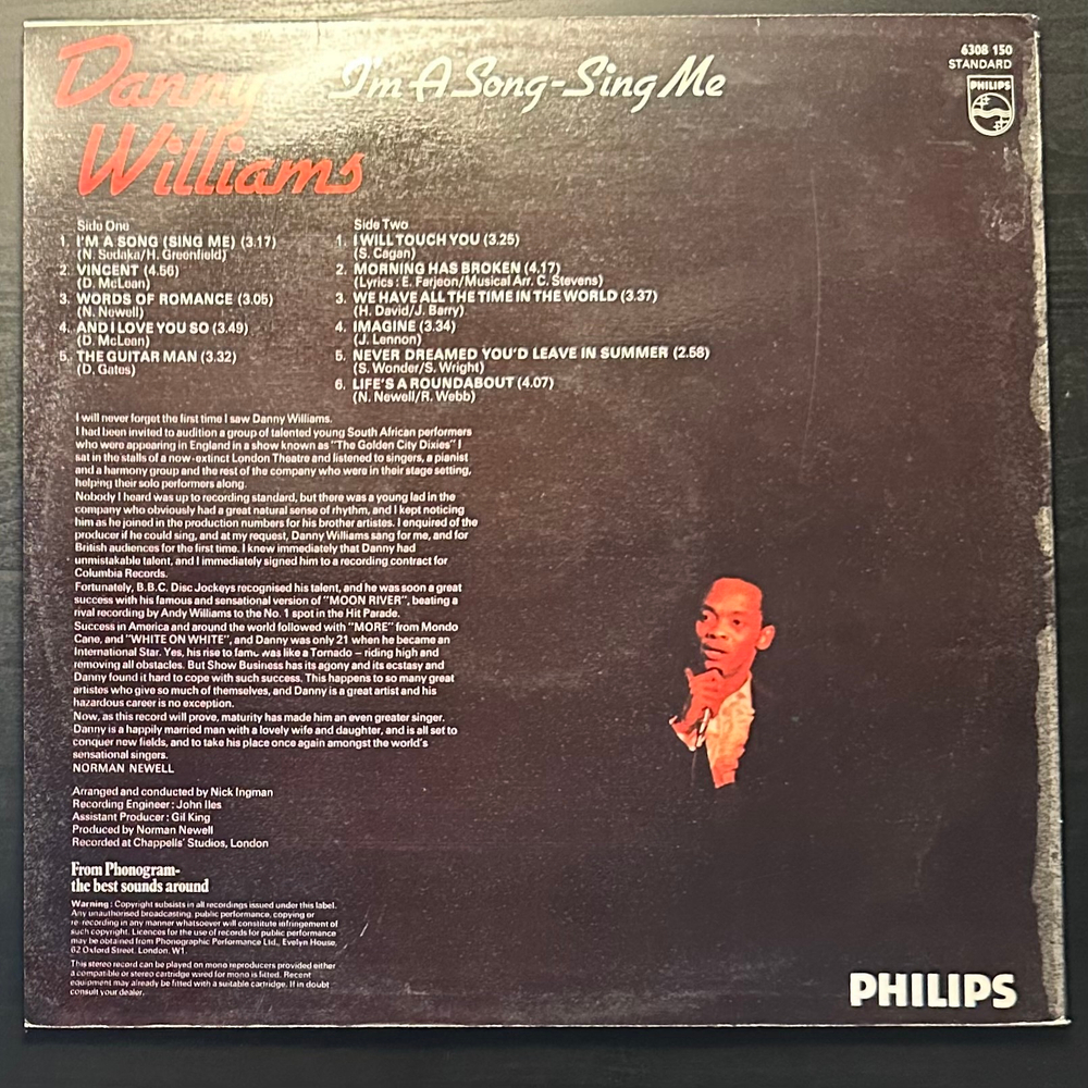 Danny Williams - I'm A Song - Sing Me (Англия 1973г.)
