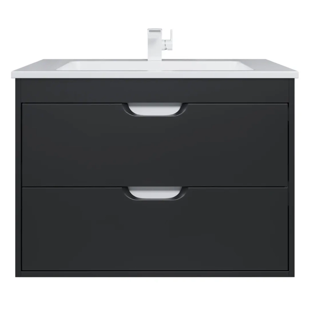 Тумба с раковиной для ванной Uperwood Modul 80 см, подвесная, матовая, черная