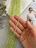 Бусины циркона (фианиты) 3 мм, нить 37 см, салатовый