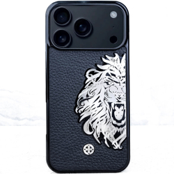 Эксклюзивный чехол iPhone со львом - Euphoria HM Premium - стильный, натуральная кожа, ювелирный сплав