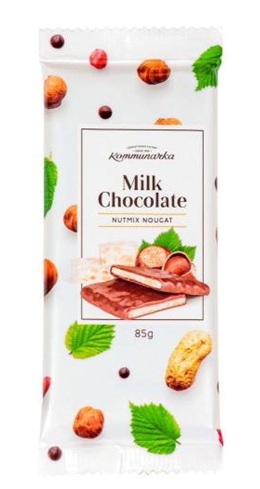 Белорусский шоколад молочный с ореховой нугой &quot;Milk Chocolate nutmix nougat&quot; 85г. Коммунарка - купить с доставкой по Москве и всей России