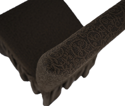 Чехол на стул с оборкой Жаккард, цвет Кофе, Набор 6 шт.