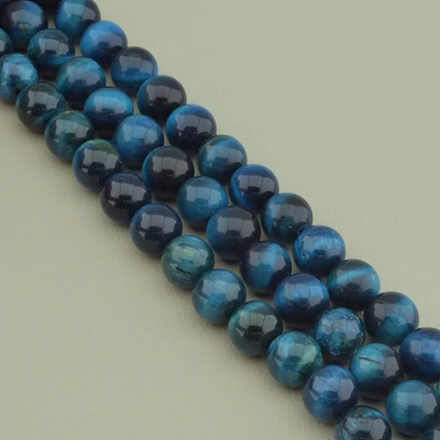 Нитка Кошачий глаз 38 см. 10 мм. (Без замка) - Голубая