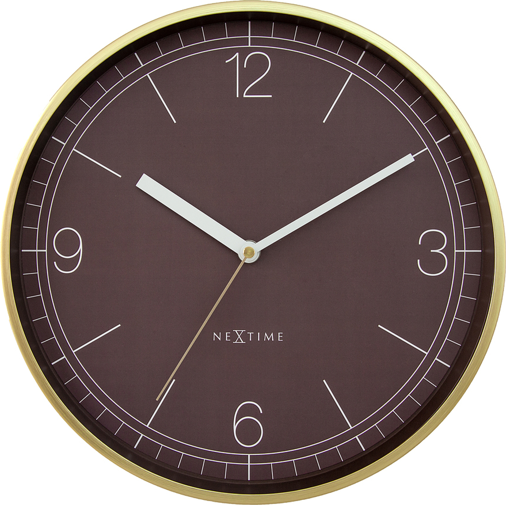 Настенные часы NeXtime Nova, алюминий, 30 см, коричневые