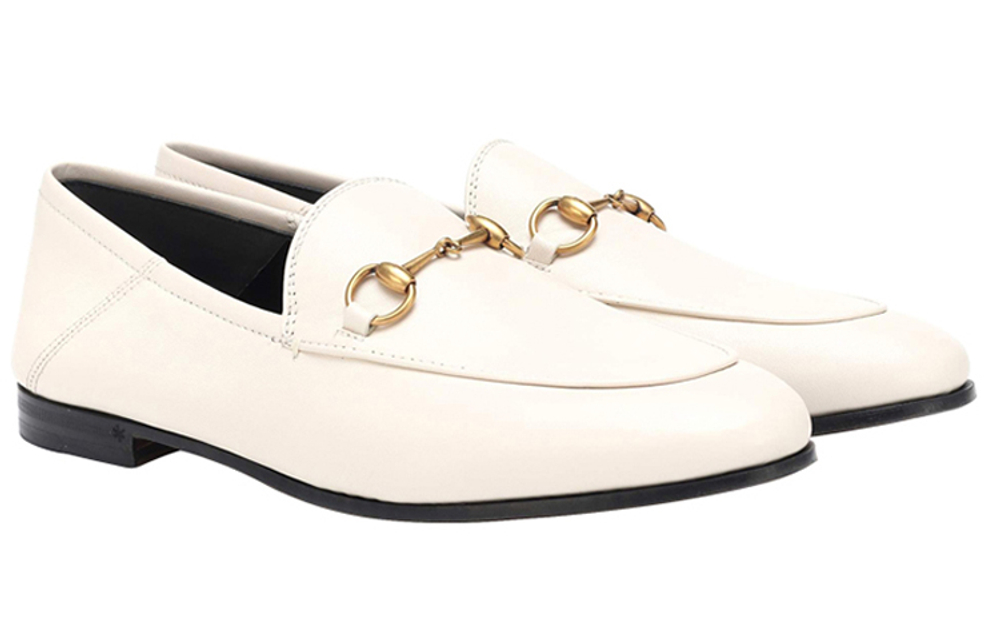 GUCCI Horsebit Loafer Leather White Women"s