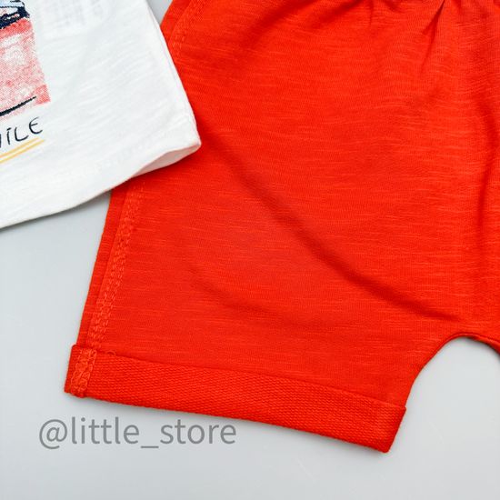 Комплект хлопковый "Hello" белый/темно-оранжевый