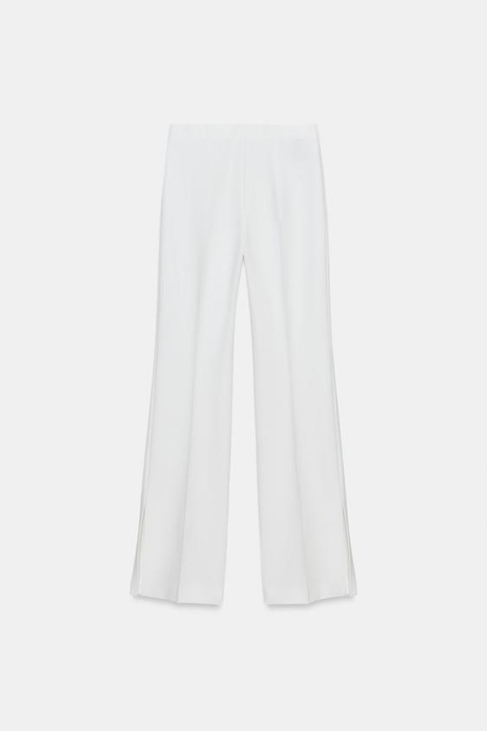 ZARA РАСКЛЕШЕННЫЕ БРЮКИ С РАЗРЕЗАМИ ZW COLLECTION, БЕЛЫЙ