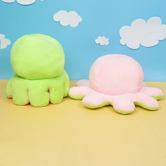 Мягкая игрушка-перевертыш "Осьминожек" розовый-салатовый, 50см