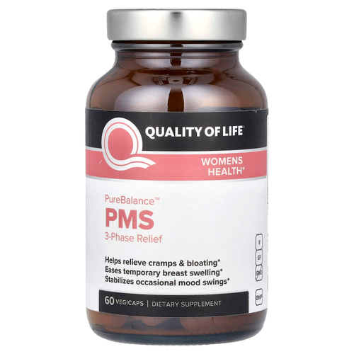 Quality of Life, PureBalance PMS 3-Phase Relief, 60 растительных капсул
