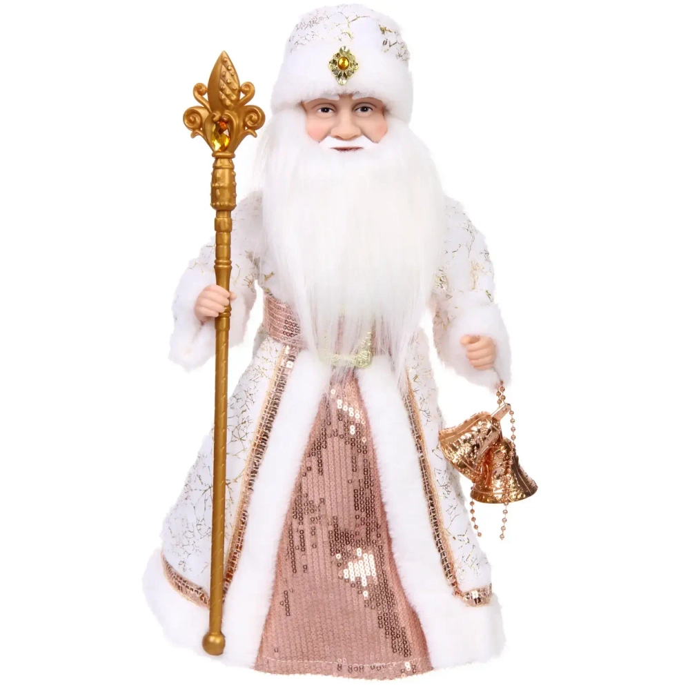 Дед Мороз музыкальный «Зимний день» в бежевой шубке 40 см