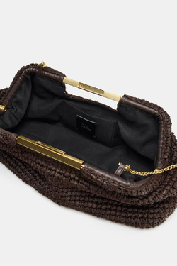 ZARA КЛАТЧ С ПЛЕТЕНЫМ КОРПУСОМ, КОРИЧНЕВЫЙ