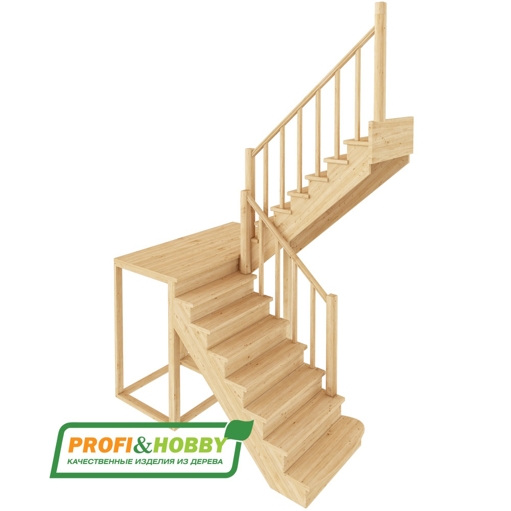 Лестница на второй этаж К-104м Правая с подступенками