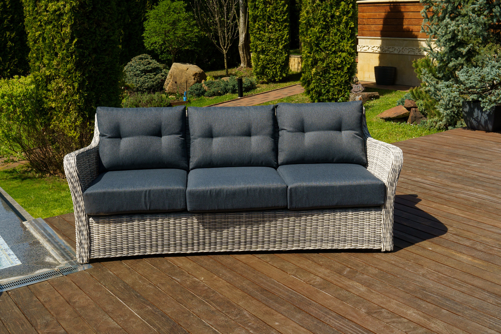 3-х местный диван из искусственного ротанга ВЕНЕЦИЯ (цвет: серый)