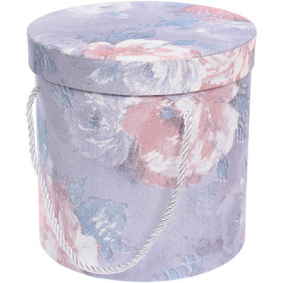 Коробка подарочная «Акварельные цветы» 19*19*18 см, серый