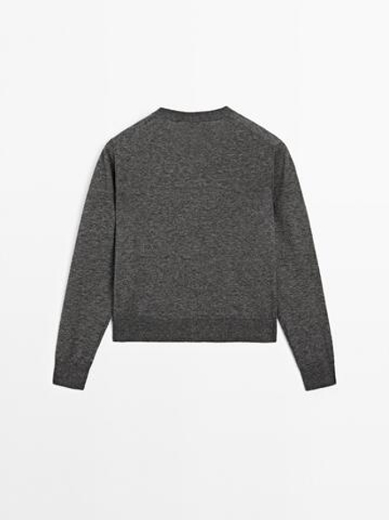 Massimo Dutti Кардиган из смесовой шерсти с круглым вырезом, серый