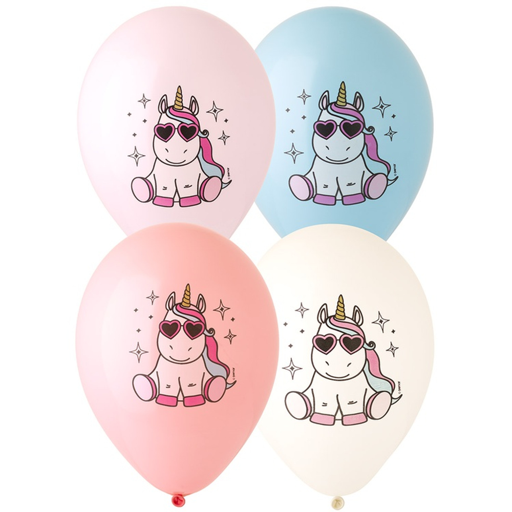 Шар латексный 35см Единорог и звезды (Ассорти)
