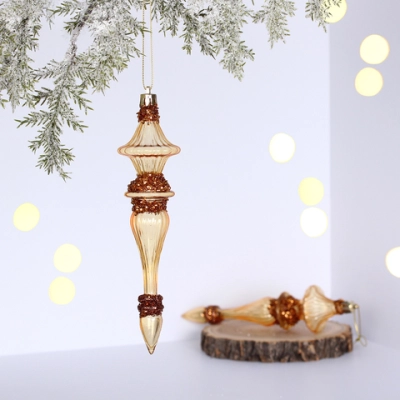 Елочные игрушки «Изящная нежность» 4,5*4,5*19 см (набор 2 шт), Золото