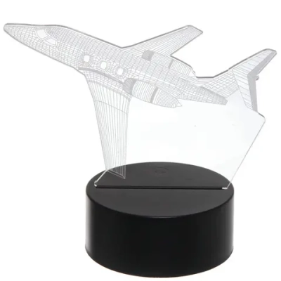 Светильник ночник «3D-Самолёт» на пластиковой подставке, с включателем USB