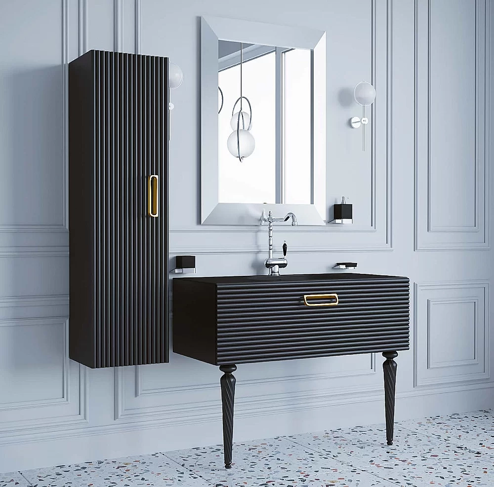Тумба с раковиной Armadi Art Vallessi Avantgarde Linea 100 черный с золотом