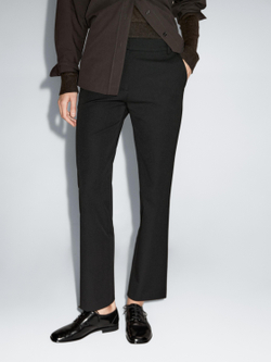 Massimo Dutti Брюки прямого кроя из высокотехнологичной ткани, черный