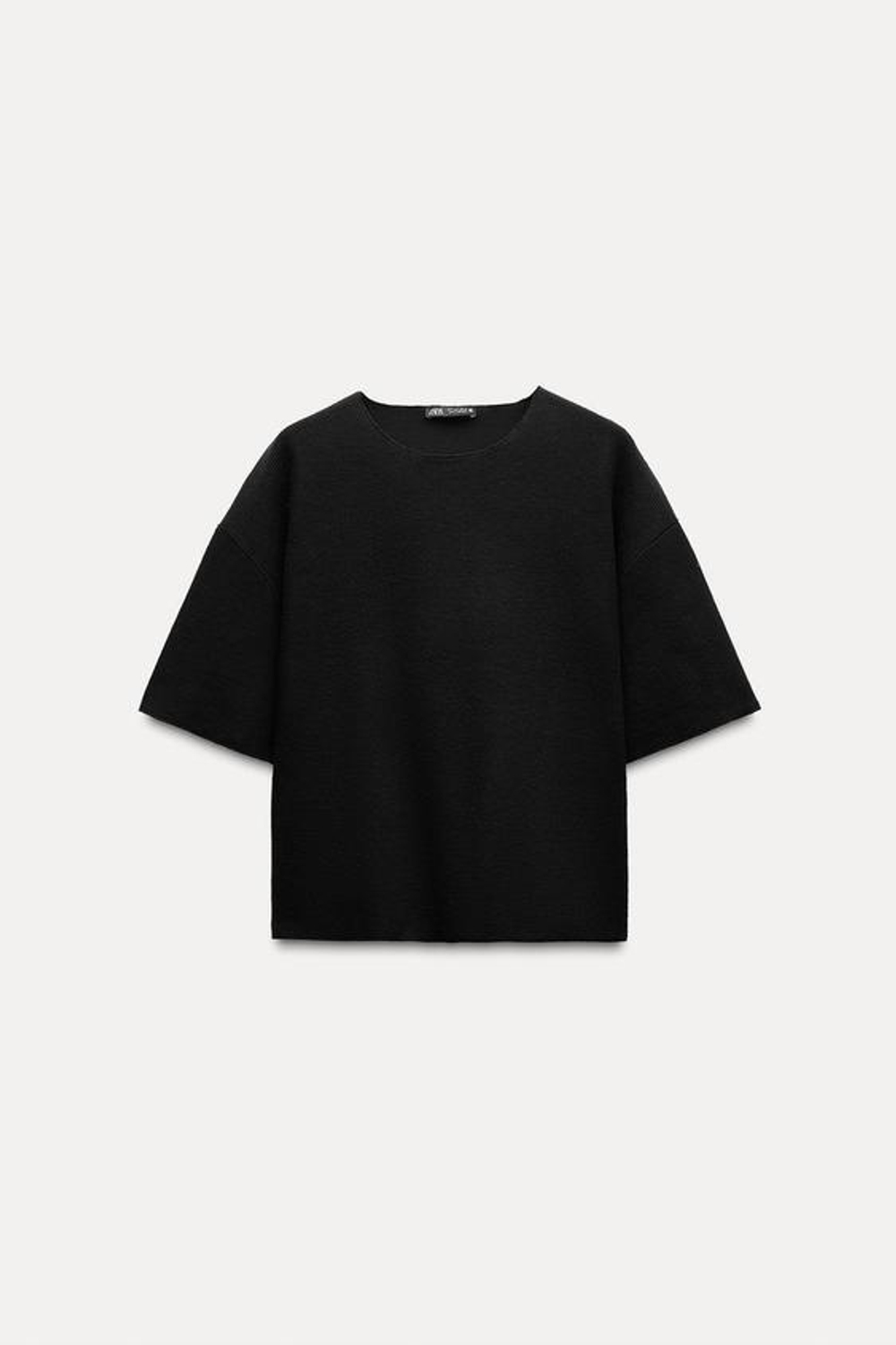 ZARA ТОП ИЗ МЯГКОЙ ТКАНИ В РУБЧИК, ЧЕРНЫЙ