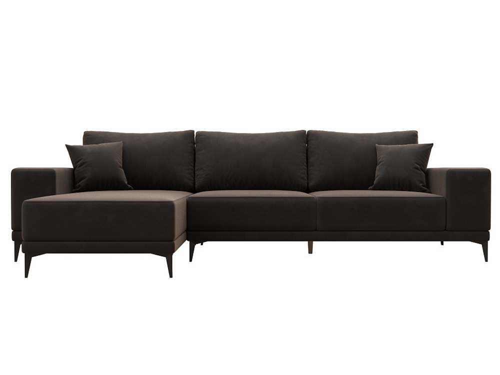 Диван угловой Льюес левый, Коричневый, Велюр, 122399L