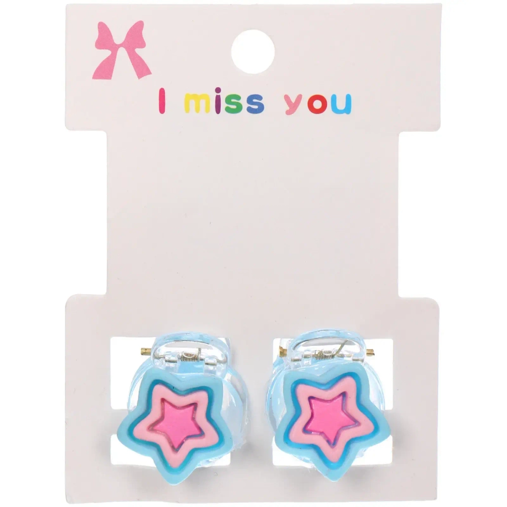 Заколки – крабы детские для волос 2шт на блистере «МАРЦИПАН», Звездочка , 1,2см